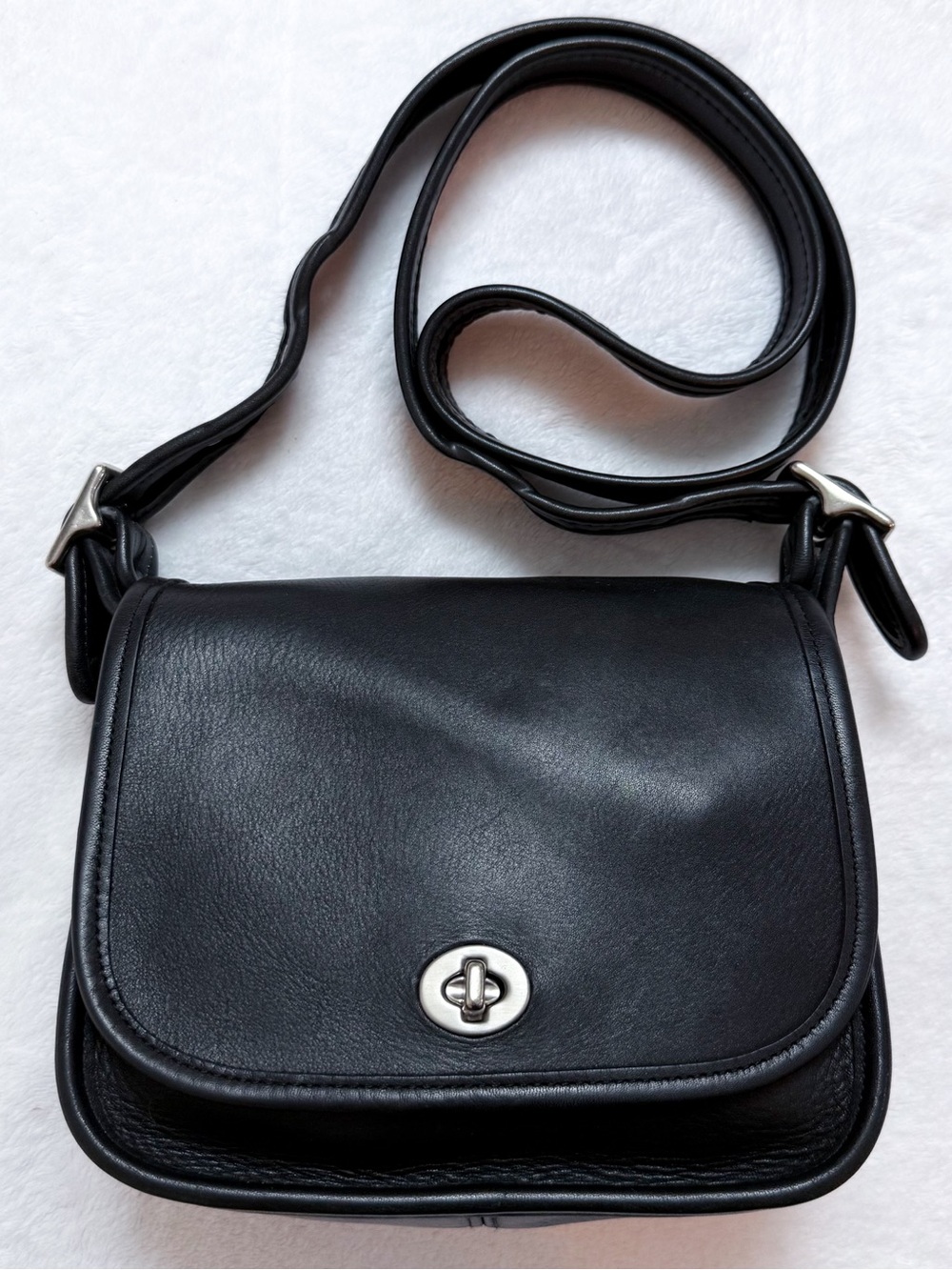 Vintage Coach Black Legacy Small Flap Leather Bag Nickel Turnlock 9965 RARE EUC